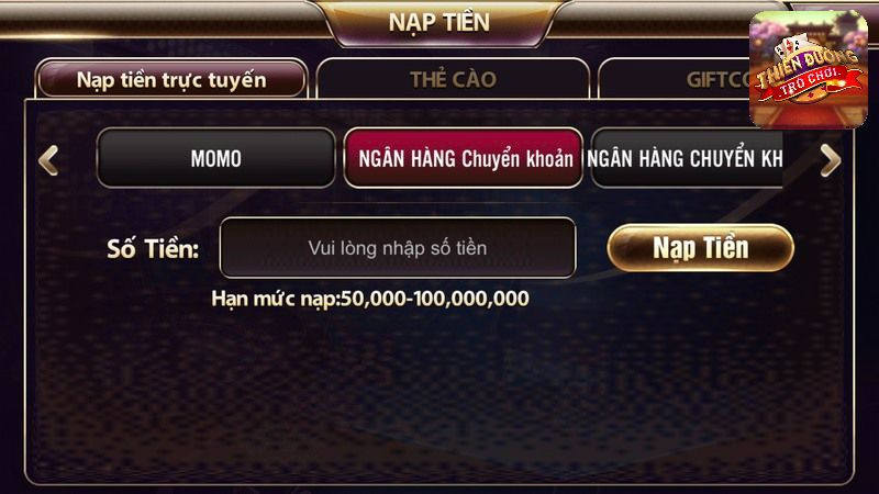 Nạp tiền vào tài khoản chơi game